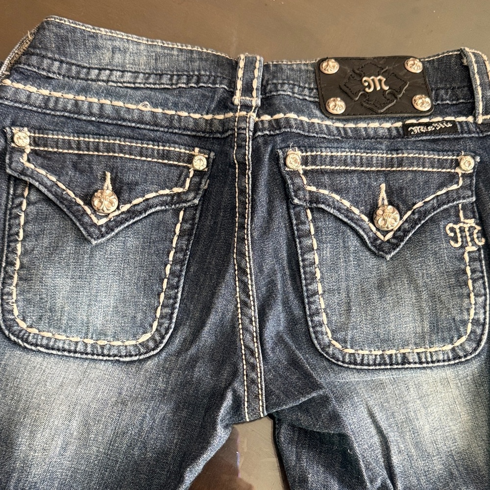 Miss Me Blue Boot Cut Jeans with Embellished Back Pockets